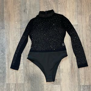 NWOT Women Long Sleeves Mesh See Through Jumpsuit Bodysuit M